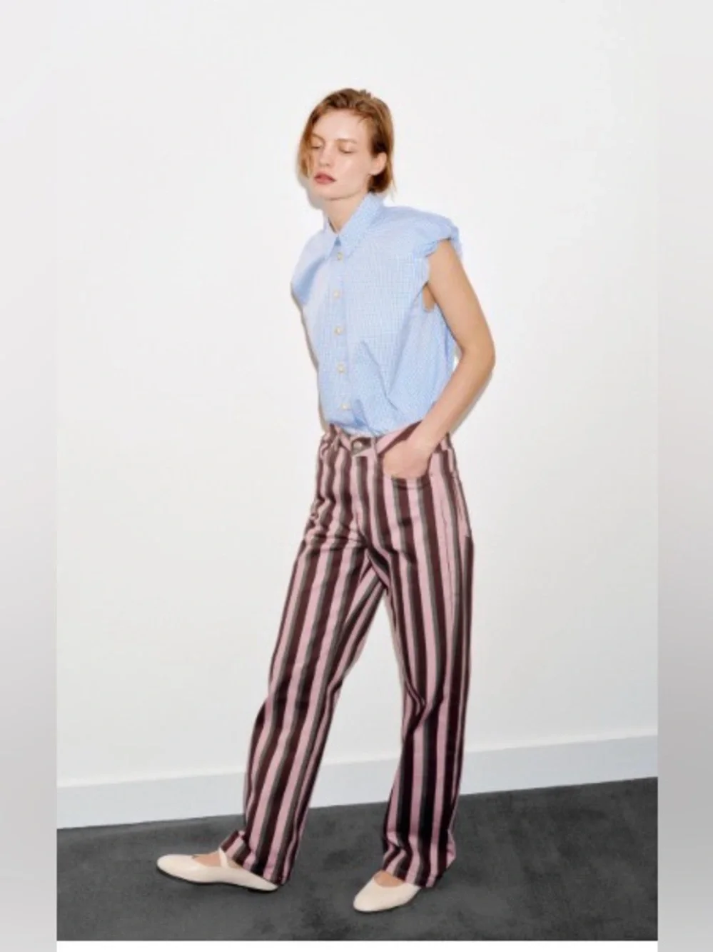 Zara Striped Pants in Pink and Black